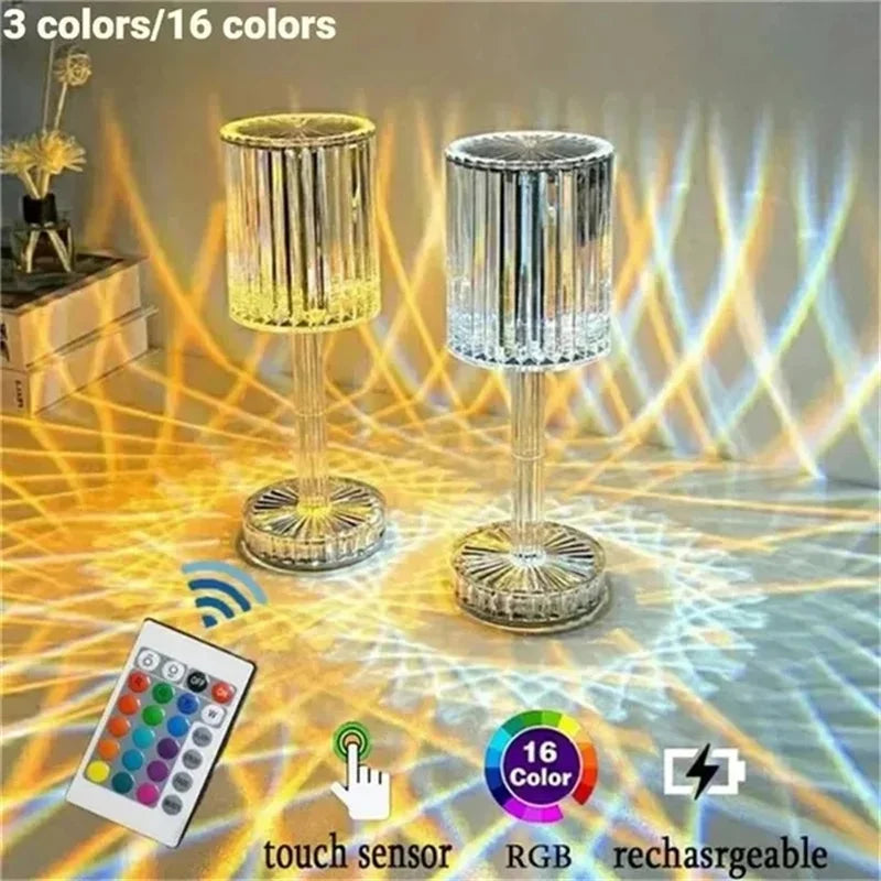 Diamond Table Lamp Touch and Remote Control 16 Color USB Rechargable