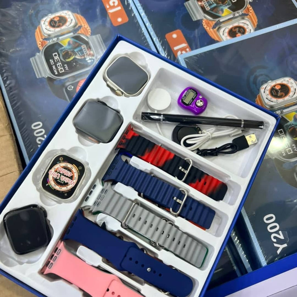 Y200 Smartwatch (3 Watches + 15 Straps + Silicone Case + Touch Pen + Counter )