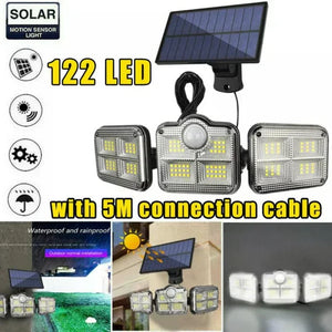 ADJUSTABLE 3 HEADS 122 LED SOLAR LIGHT