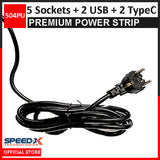 Speed-X Multi Power Plug Extension Board with 5 Sockets+ 2 USB Ports + 2 Type-C Port