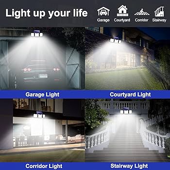 ADJUSTABLE 3 HEADS 122 LED SOLAR LIGHT