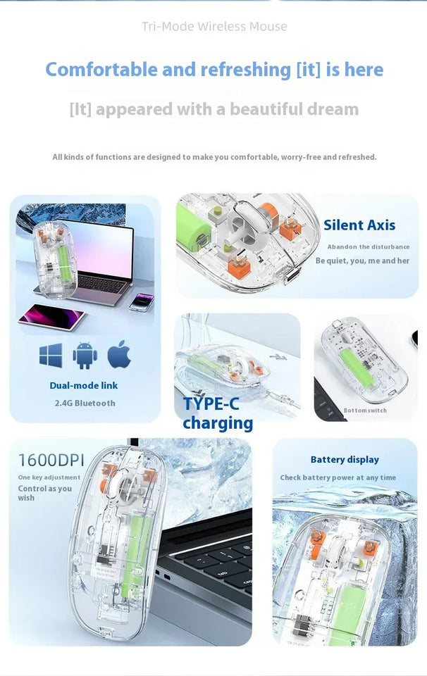 Rechargeable Transparent Gaming Mouse